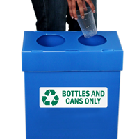 Bottles And Cans Only Label with Recycle Graphic