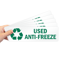 Used Anti-Freeze Label with Recycle Graphic