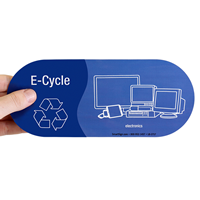 E-Cycle, Electronics Vinyl Recycling Sticker with Recycle Symbol