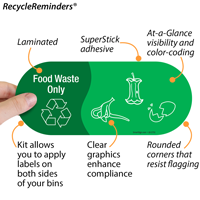 Food Waste Only, Vinyl Recycling Sticker with Symbol