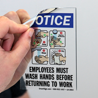 Employees Wash Hands Before Returning Work Mirror Decal