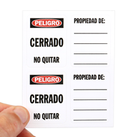 Spanish Peligro Cerrado Padlock Label