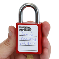 Bilingual Danger Locked Out Property Of Padlock Label