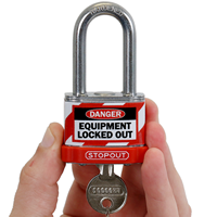 Equipment Locked Out Padlock Label