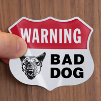 Bad Dog Warning Shield Label Set