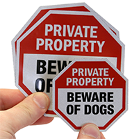 Beware Of Dogs Private Property Label Set