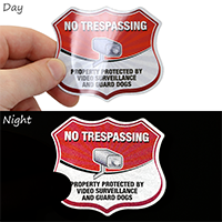 Video Surveillance No Trespassing Shield Label Set