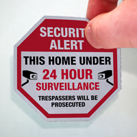Security Alert Home Under 24 Hour Surveillance Label Set