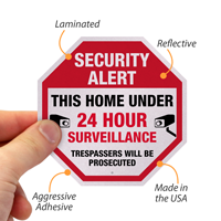 Security Alert Home Under 24 Hour Surveillance Label Set