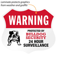 Warning Protected By Bulldog Security Shield Label Set