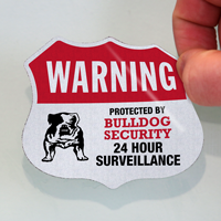 Warning Protected By Bulldog Security Shield Label Set