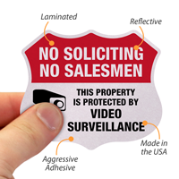 Video Surveillance No Soliciting Shield Label Set