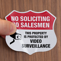 Video Surveillance No Soliciting Shield Label Set