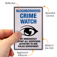 Report Suspicious Activities Crime Watch Label Set