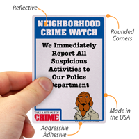 Report Suspicious Activities McGruff Crime Watch Label Set