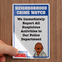 Report Suspicious Activities McGruff Crime Watch Label Set