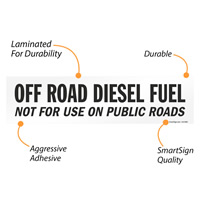 Off Road Diesel Fuel Not For Public Roads Label