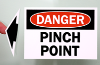 Danger Pinch Point Label with Arrow