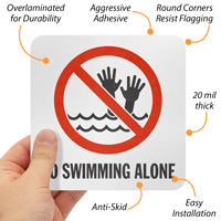 No Swimming Alone Pool Marker