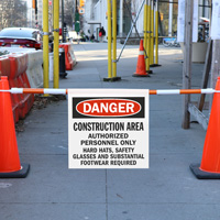 Cone Bar Barricade Sign