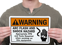 Arc Flash Shock Hazard, PPE Tools Required Sign