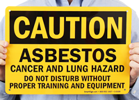 Caution Asbestos Cancer Lung Hazard Sign