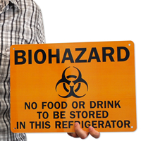 Biohazard Food Drink Stored Refrigerator Sign