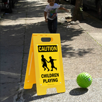 Caution Children Playing Floor Sign
