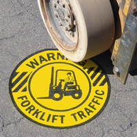 Circular Warning Forklift Traffic SlipSafe Floor Sign
