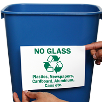 No Glass Plastics Newspapers Recycle Sign