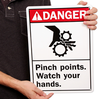 Danger (ANSI) Pinch Points Watch Hands Sign