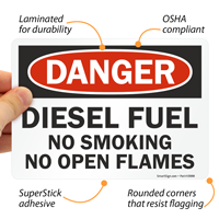 Danger Diesel Fuel No Smoking Sign