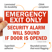 Emergency Exit Only Security Alarm Sign