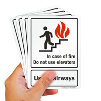 In Case of Fire Use Stairways Sign