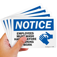 Notice Employees Must Wash Hands Sign