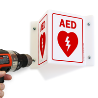 Emergency Defibrillator Projecting Sign