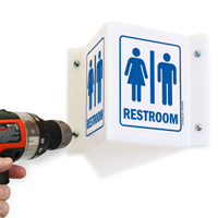 Projecting Unisex Restrooms Sign