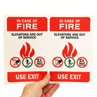 In Case Fire Elevators Out Service Sign
