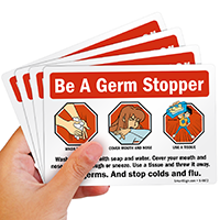 Be a Germ Stopper. Wash Hands. Sign