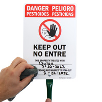 Bilingual Pesticides, Keep Out No Entre Sign