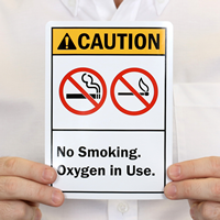 No Smoking Oxygen In Use ANSI Caution Sign
