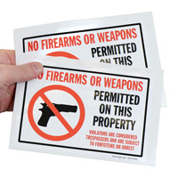 No Firearms Weapons Permitted Sign