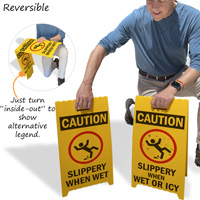 Caution Reversible Fold-Ups® Wet Floor Sign