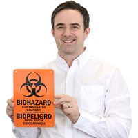 Bilingual Contaminated Laundry Biohazard Sign