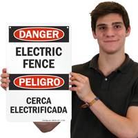 Danger Electric Fence Cerca Electrificada Sign
