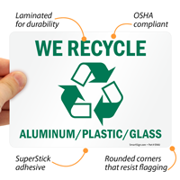 Recycle Aluminum Plastic Glass Sign