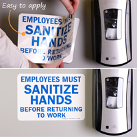 Employees Sanitize Hands Before Returning To Work Sign