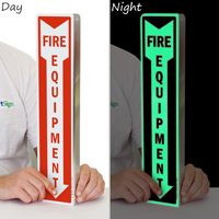 Fire Equipment GlowSmart™ Sign (with Arrow)