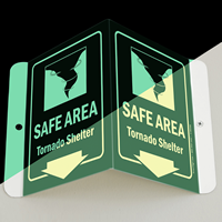 Glow-in-Dark Safe Area Tornado Shelter Sign