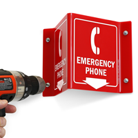 Emergency Phone With Down Arrow Sign